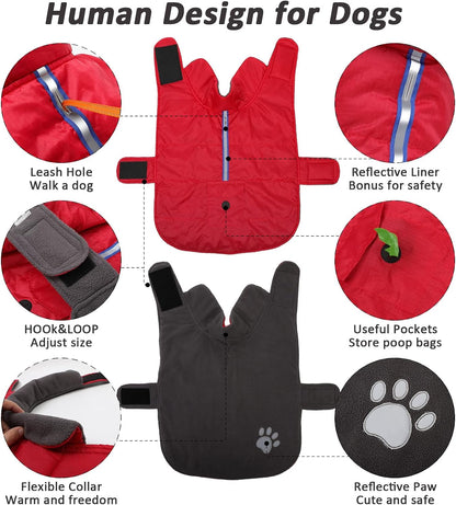 Dog Coats for Medium Dogs Jackets for Medium Dogs Pet Clothes for Medium Dog Cold Weather Coats Medium Dog Sweater Dog Apparel & Accessories Dog Winter Coat Dog Snow Jacket (Red, Medium)