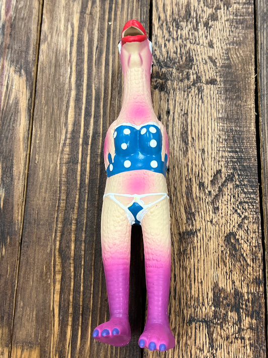 Screaming chicken latex dog toy bikini hen