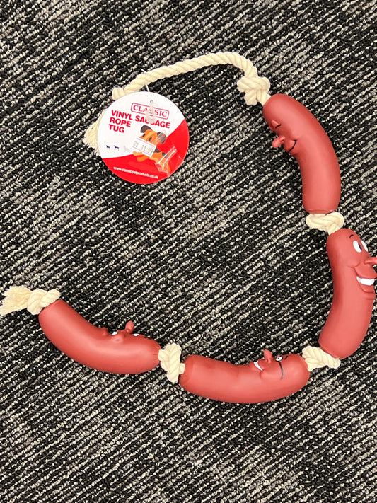 Sausage link rope tug dog toy size medium