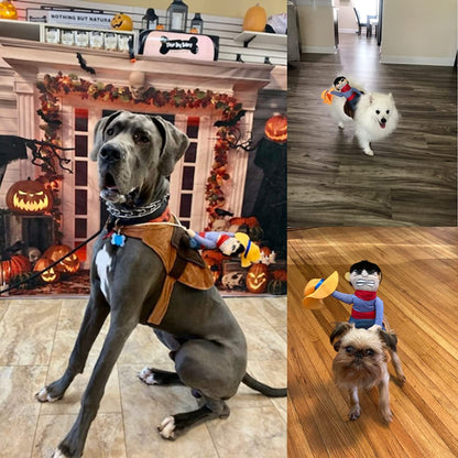 Pet Costume Dog Costume Clothes Pet Outfit Suit Cowboy Rider Style with Doll and Hat Pet Costume (S)