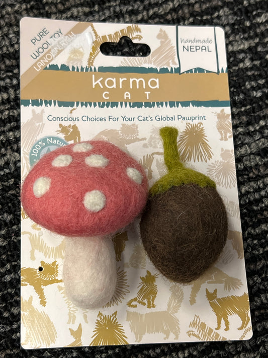 Karma Cat pure wool toys Mushroom & Acorn