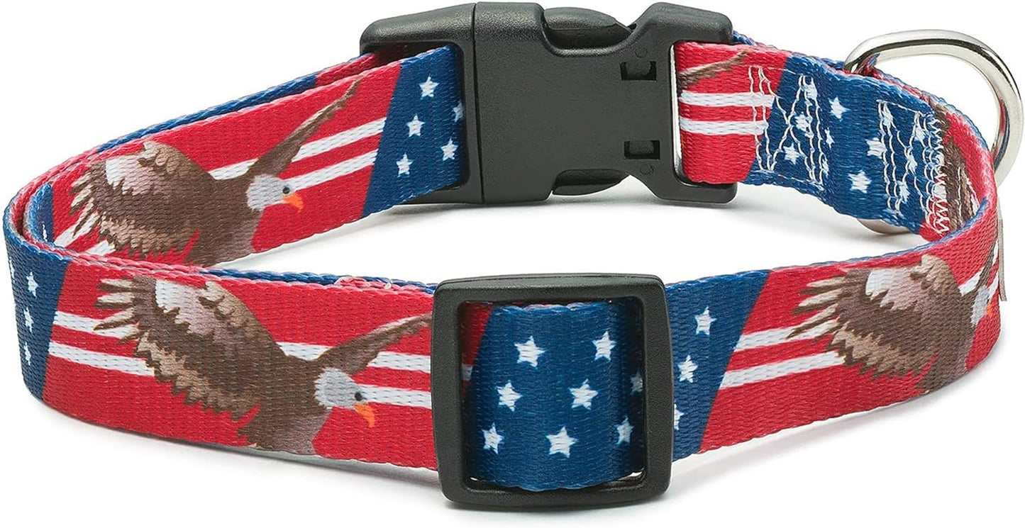 American Flag Dog Collar in 5 Different Sizes (Bald Eagle, Medium)