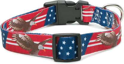 American Flag Dog Collar in 5 Different Sizes (Bald Eagle, Medium)