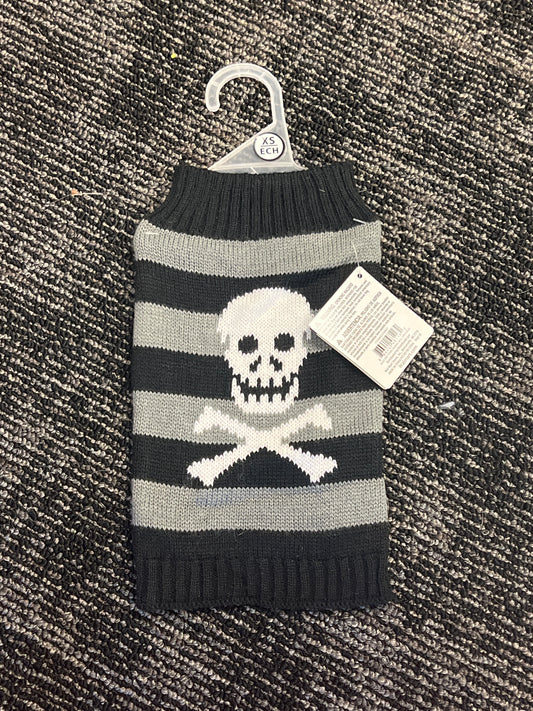 Pet Costume striped skull and cross bones sweater size xs