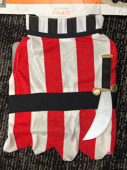 Pet Costume red/white stripped pirate costume size small