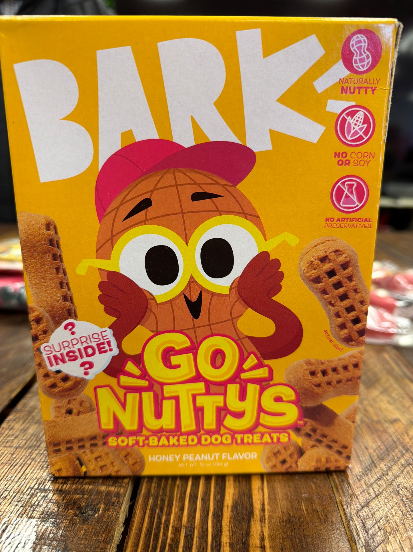 Bark Go Nuttys Cereal Dog soft baked dog treats honey peanut flavor XL 10oz