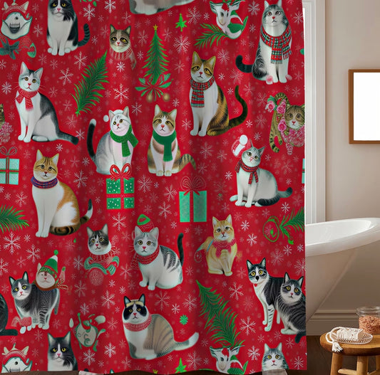 Cat Holiday Shower curtain 72x72