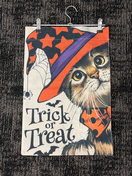Trick or Treat Halloween cat garden flag
