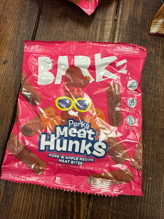 Bark Porky Meat Hunks Pork Apple Meal Bites 1oz