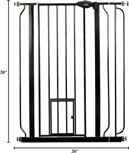 Carlson Extra Tall Walk Through Pet Gate with Small Pet Door, for Openings 29"-39" Wide, Includes 4-Inch Extension Kit, 4 Pack Pressure Mount Kit and 4 Pack Wall Mount Kit, Black