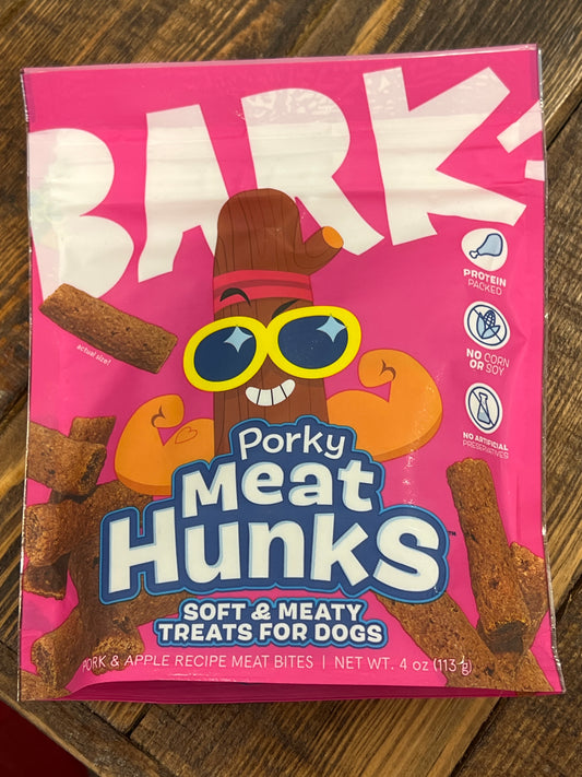 Porky Meat Hunks dog treats 4oz