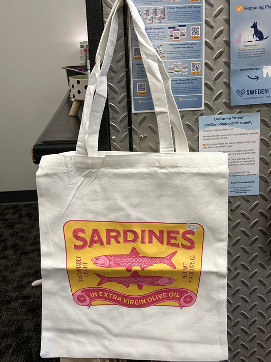 Sardines canvas book shopping bag