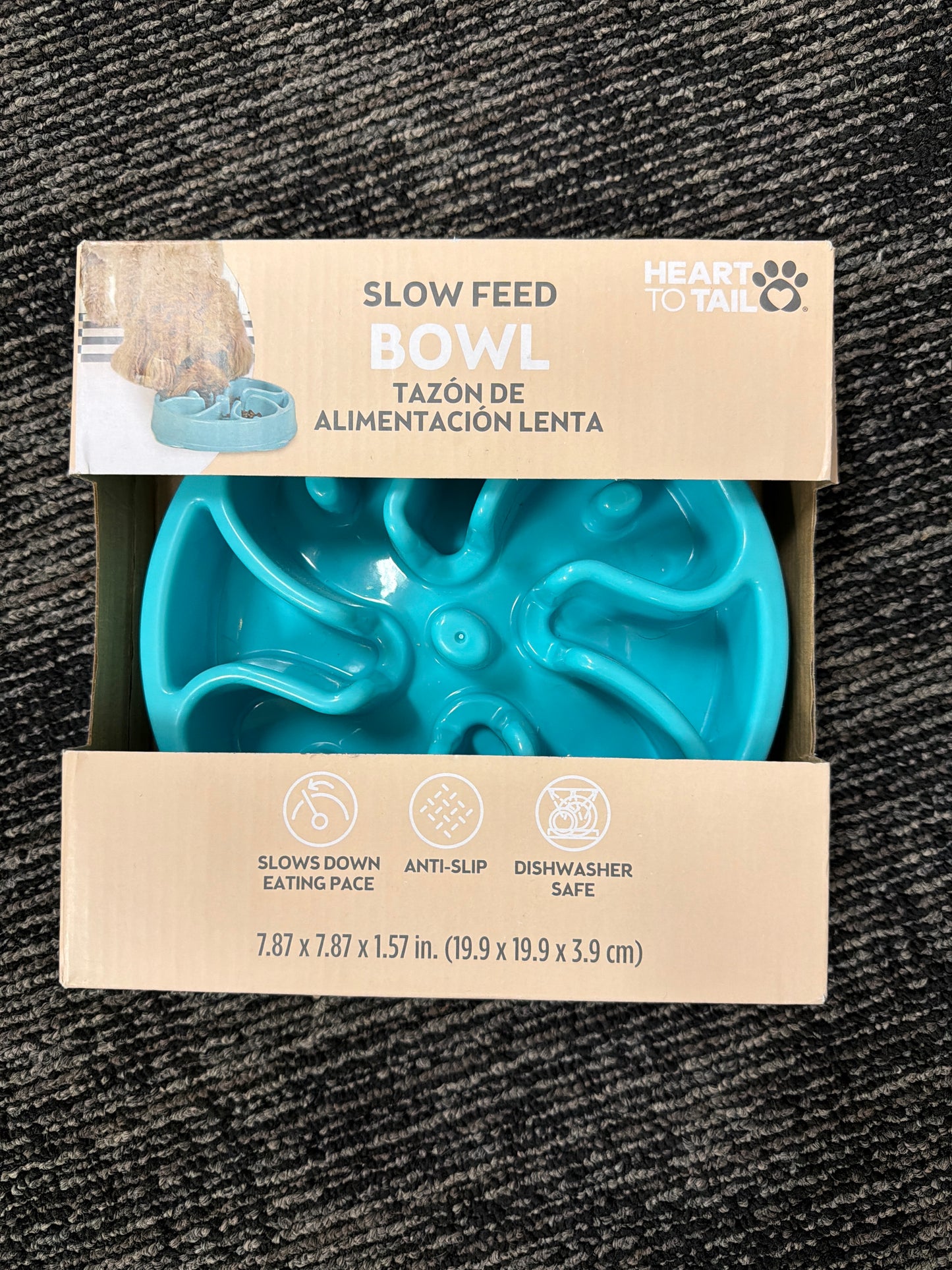Slow feed dog bowl dish teal