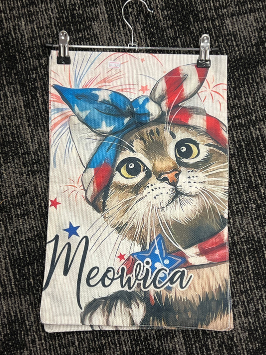 Meowica patriotic cat garden flag