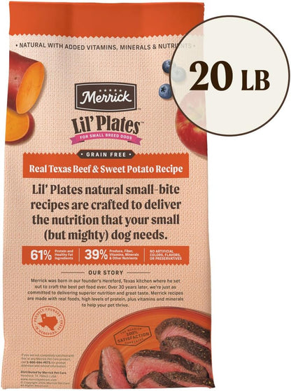 Lil’ Plates Premium Grain Free Dry Dog Food for Small Dogs, Real Texas Beef and Sweet Potato Kibble - 20.0 Lb. Bag