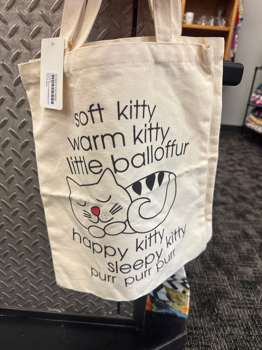 Soft kitty warm kitty little ball of fur happy kitty sleepy kitty purr purr purr tote bag