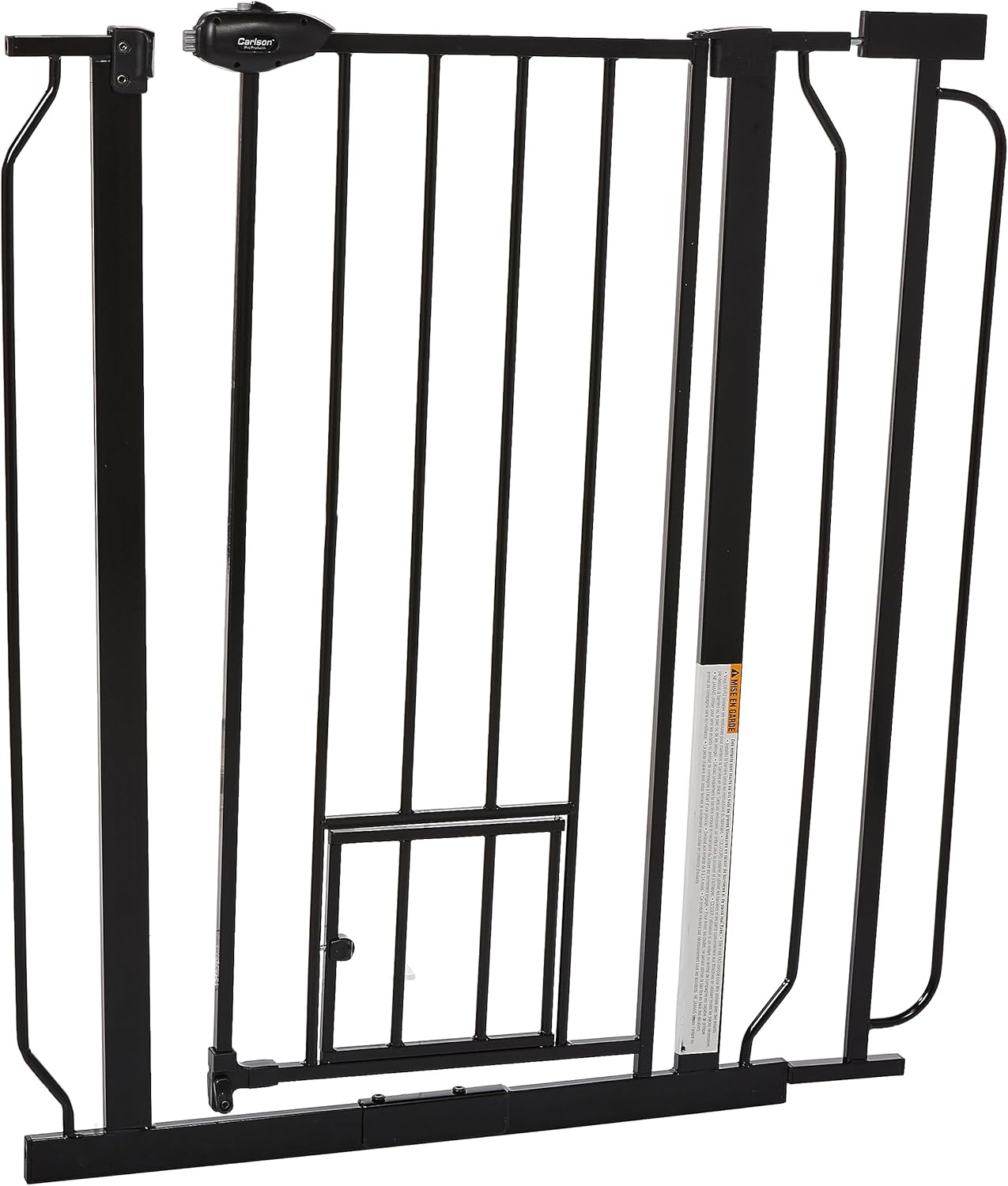 Carlson Extra Tall Walk Through Pet Gate with Small Pet Door, for Openings 29"-39" Wide, Includes 4-Inch Extension Kit, 4 Pack Pressure Mount Kit and 4 Pack Wall Mount Kit, Black
