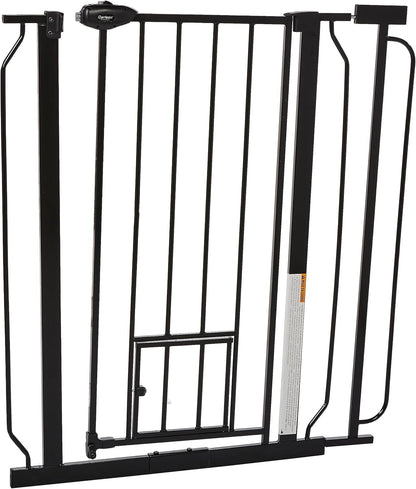 Carlson Extra Tall Walk Through Pet Gate with Small Pet Door, for Openings 29"-39" Wide, Includes 4-Inch Extension Kit, 4 Pack Pressure Mount Kit and 4 Pack Wall Mount Kit, Black
