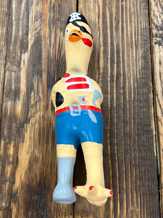 Screaming chicken latex dog toy pirate