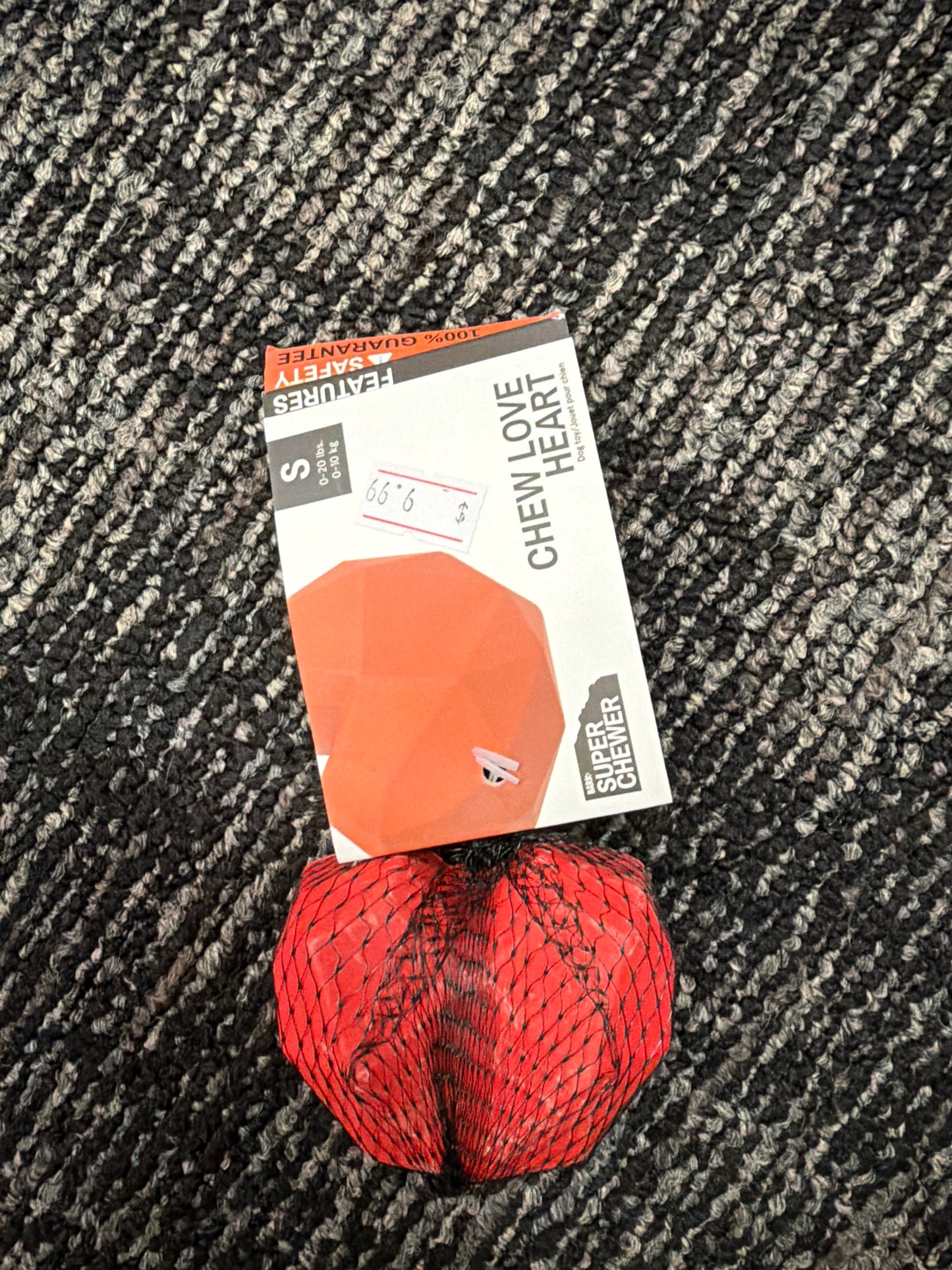 Bark Super Chewer Chew Love Heart  dog toy size s