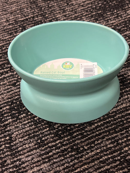 Kitty City Raised Cat bowl dish  green 6oz