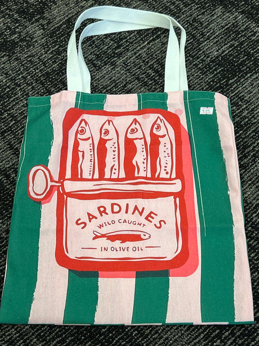 Wild caught sardines tote bag
