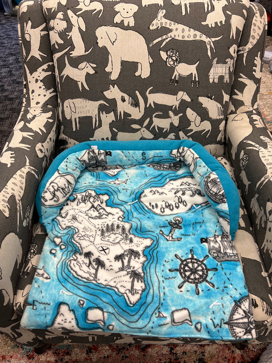 Calming fleece Pet Couch Chair furniture protecting bed washable removable small pirate ship map