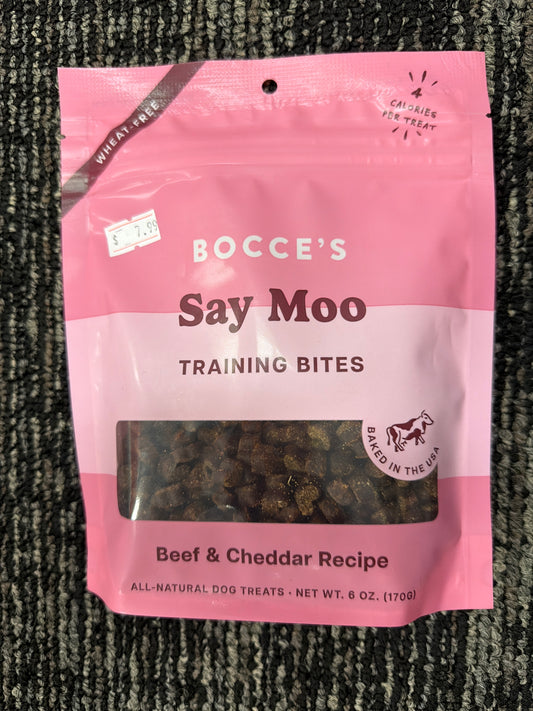 Bocce’s Say Moo Training Bites  beef & Cheddar 6oz