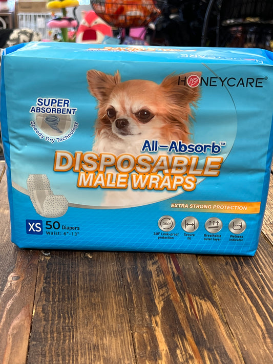 All-absorb disposable male dog wraps belly bands x-small 50 diapers