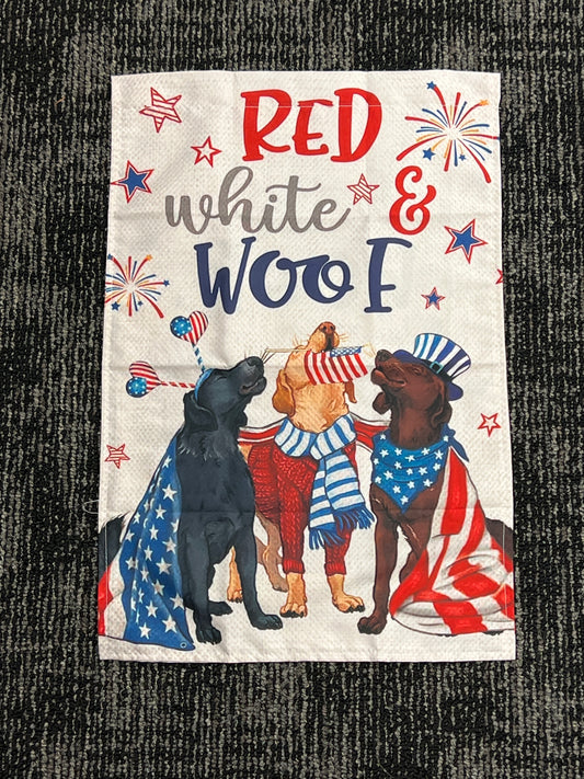 Red white & woof garden flag