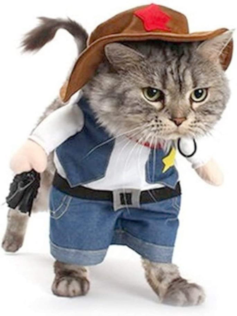 Halloween Cat Cowboy Costume Hat Funny Costume for Cats & Small Dogs- XL