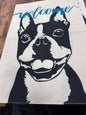 Welcome Boston Terrier garden flag woven fabric