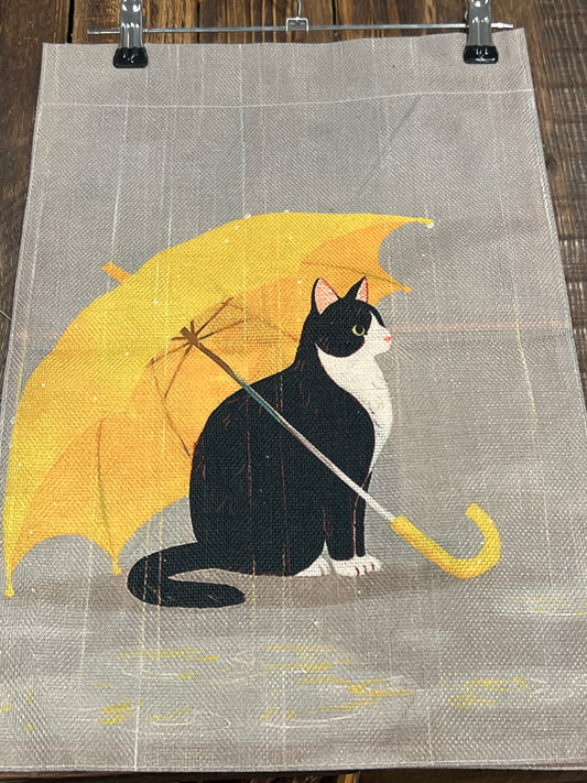 Rainy day cat garden flag woven fabric
