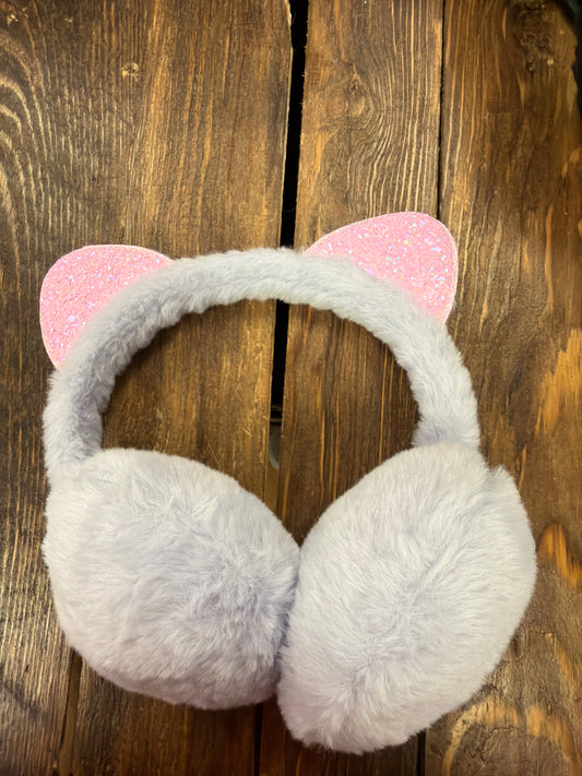 Purple sparkle Cat Ear Muffs Teens adults