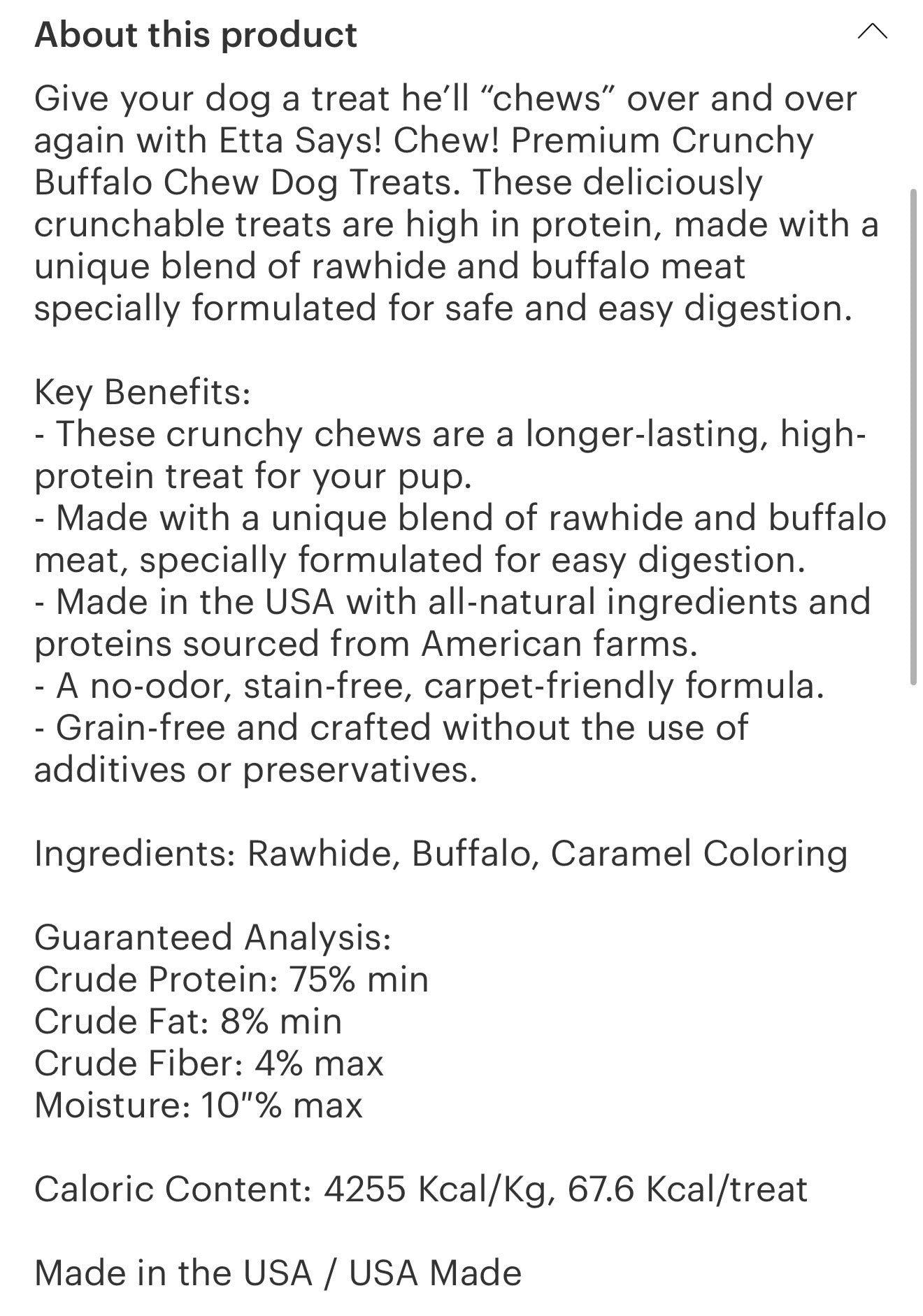 Etta Says! Premium crunchy Buffalo dog chew treat