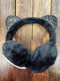 Black sparkle Cat Ear Muffs Teens adults