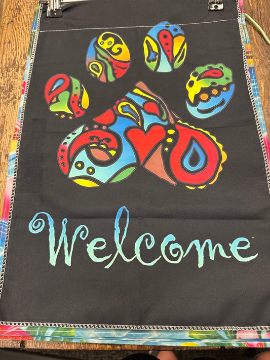 Welcome PawnPront Art garden flag woven fabric