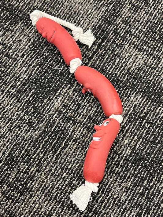 Sausage link rope tug toy size small