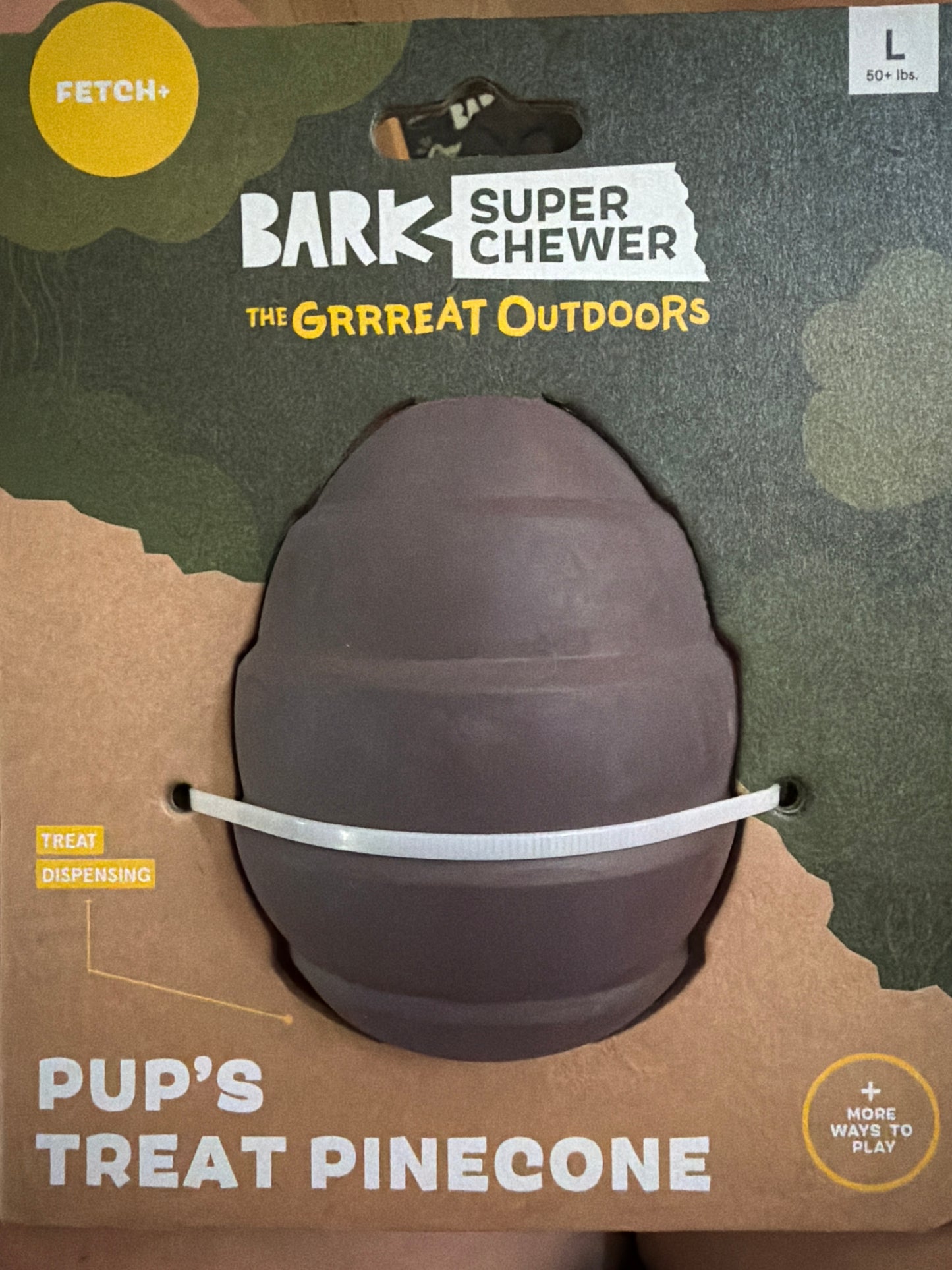 Bark Super Chewer Pup’s Treat Pinecone dog toy size L 50+lbs