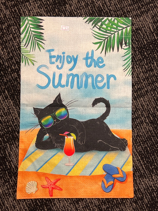 Enjoy the Summer cat garden flag