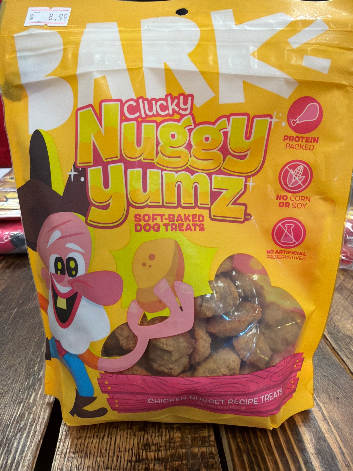 Bark Clucky Nuggy Yumm soft baked dog treats chicken nuggets XL 10oz bag