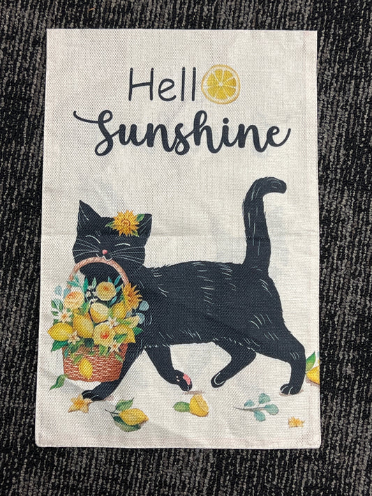 Hello Sunshine cat garden flag