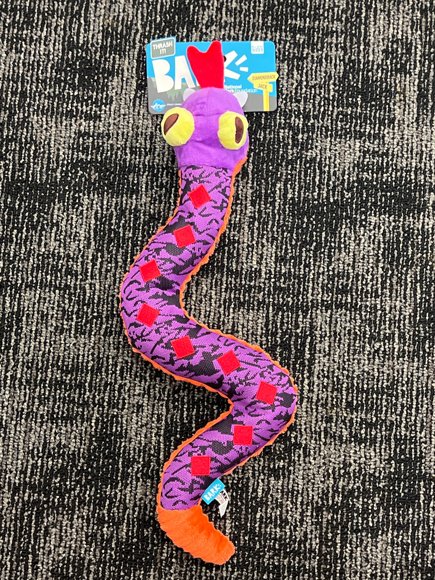 Bark Diamondback Jack snake XL dog toy