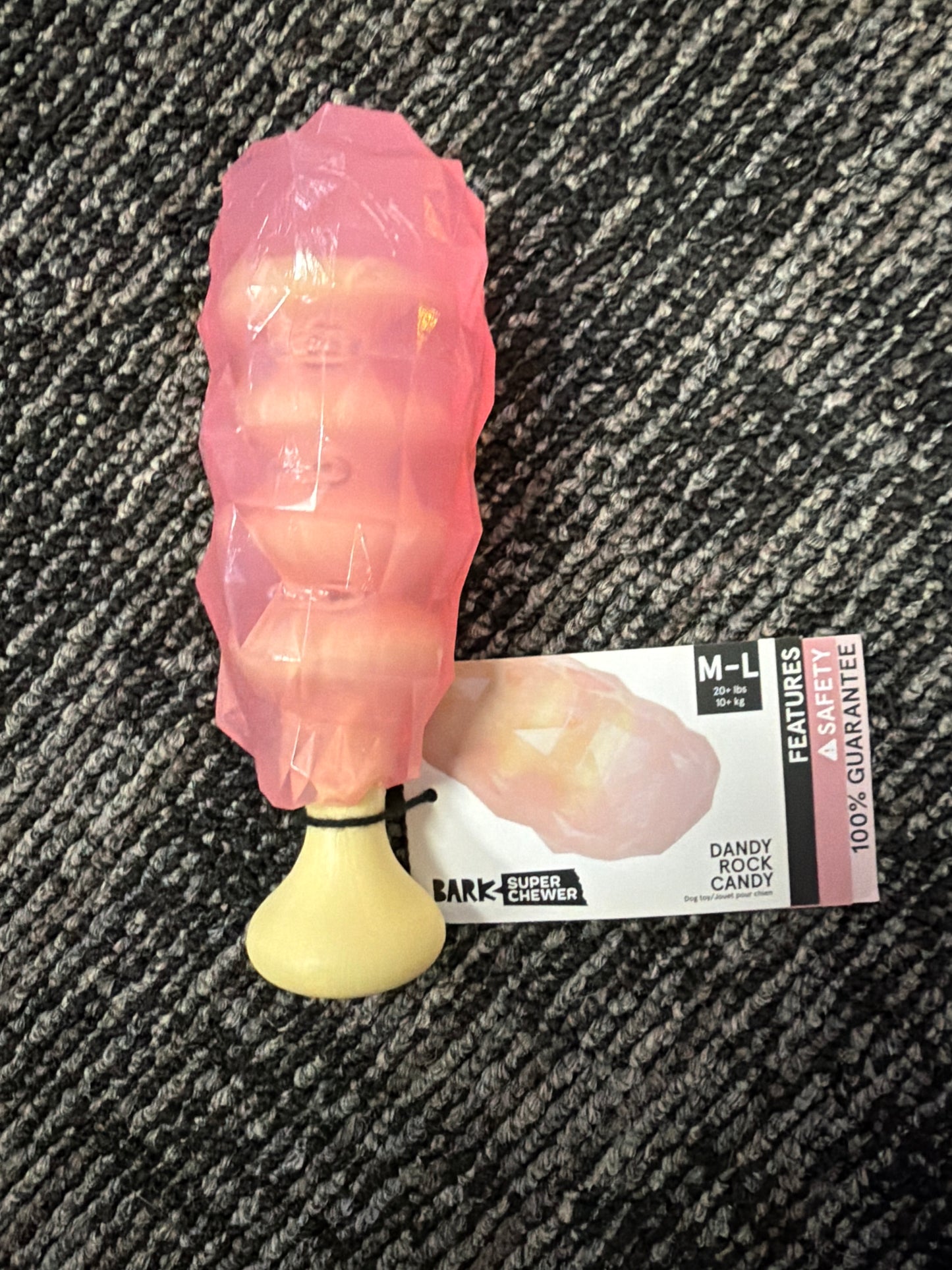 Bark Super Chewer Dandy Pink Rock Candy Large dog toy
