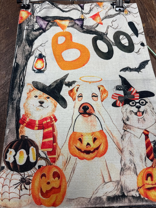Boo! 3 Dogs  Ghosts garden flag woven fabric