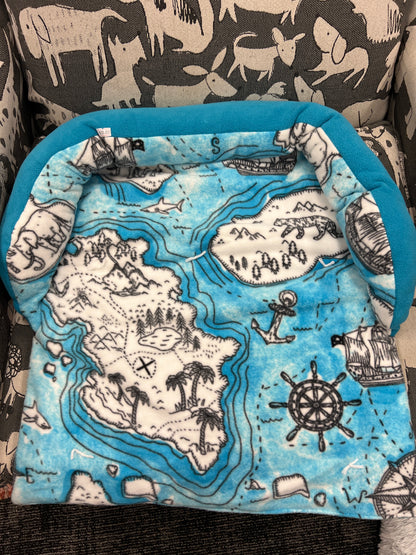 Calming fleece Pet Couch Chair furniture protecting bed washable removable small pirate ship map