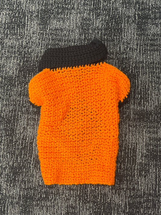 Pet Costume hand crocheted Halloween orange/black sweater size medium