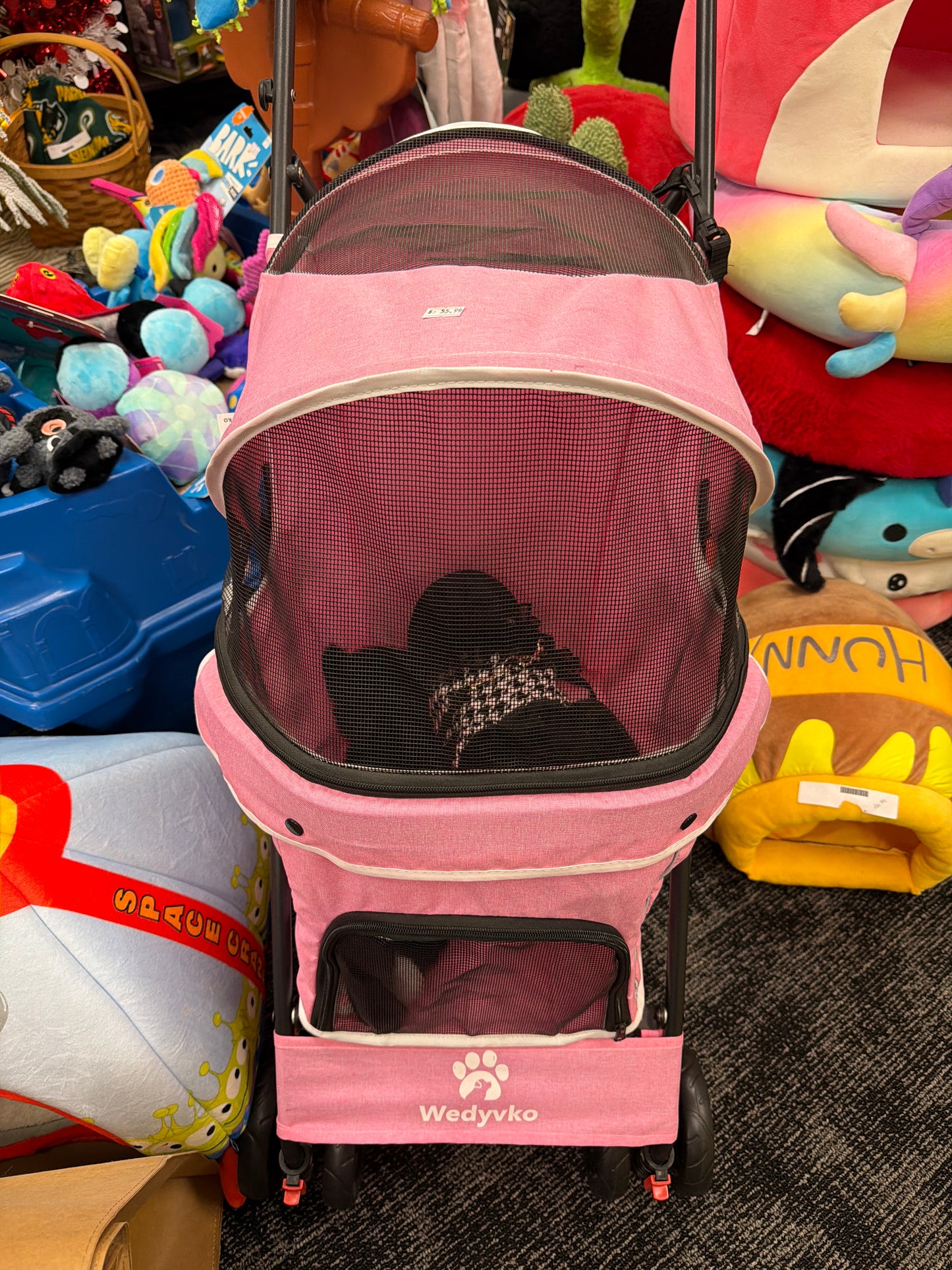 Pink folding umbrella Pet Stroller