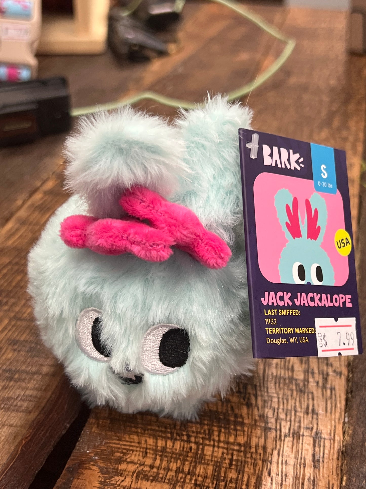Bark Jack Jackalope dog toy size small