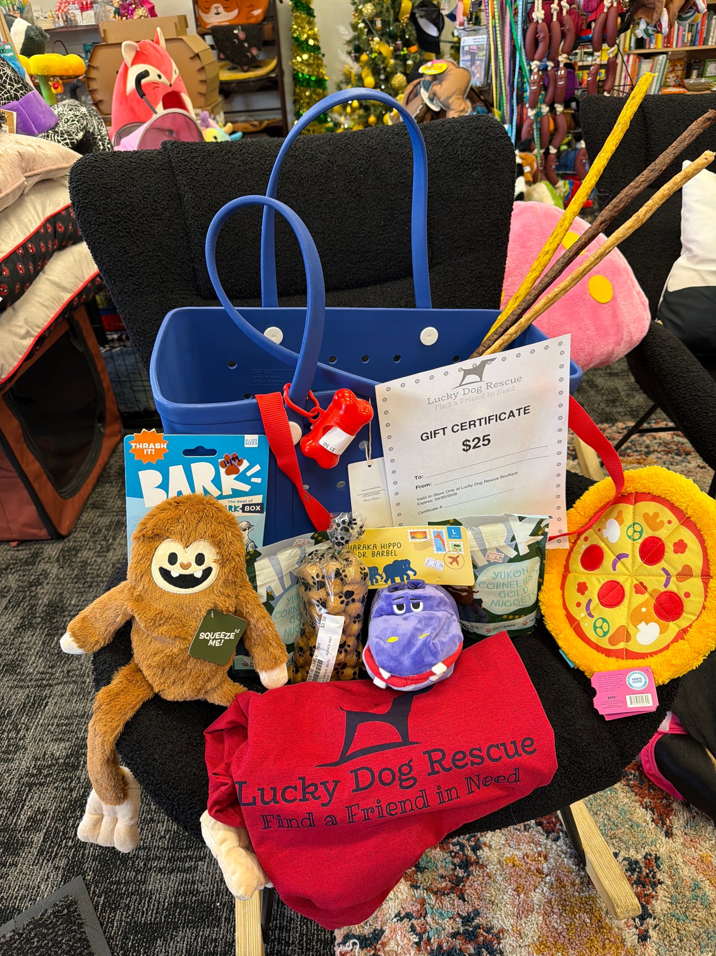 Holiday Party Auction fundraiser Lucky Dog Rescue Basket